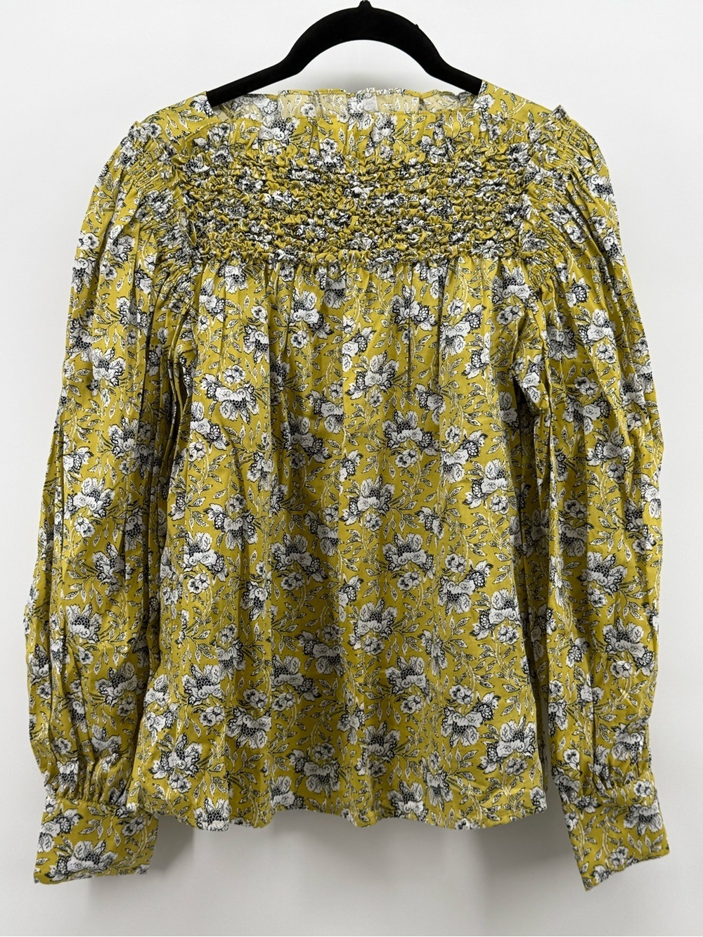 Rebecca Taylor Intaglio Rose Smocked Blouse XS